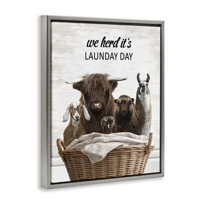 Herd It's Laundry Day Animals Floating Frame, design by Lettered and Lined