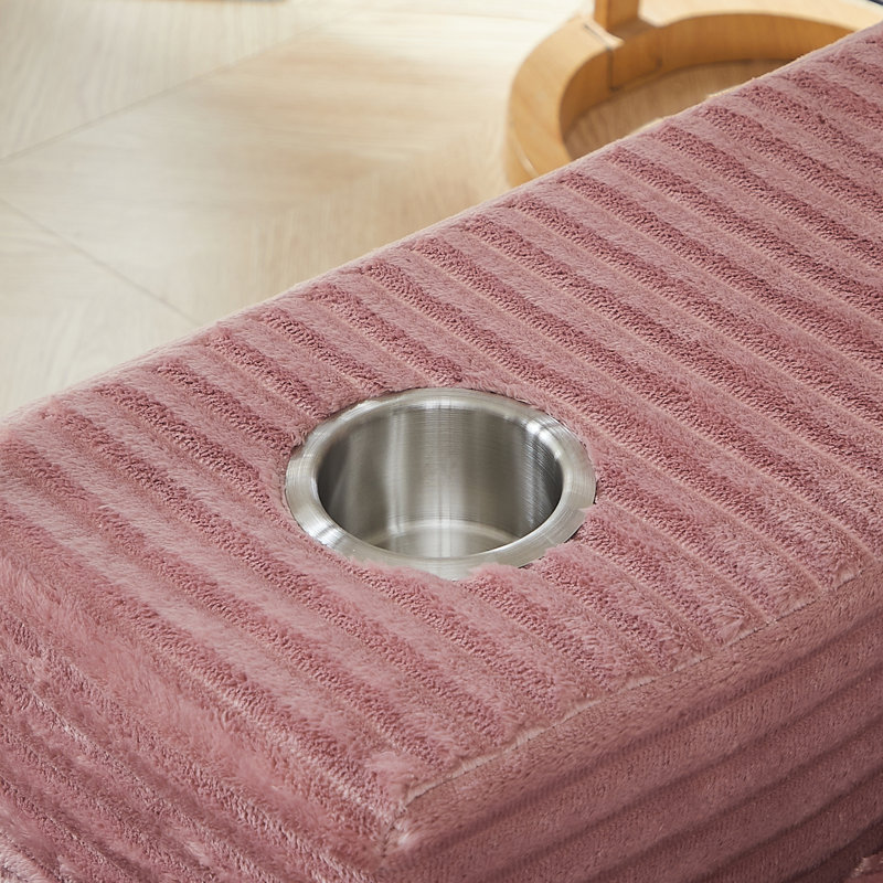 Canapé modulaire rembourré en mousse à compression 98,4 po avec méridienne et poche latérale, Left Hand Facing, Rose