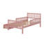 Lit plateforme simple en bois avec garde-corps des deux côtés, incluant deux tiroirs de rangement-748139647