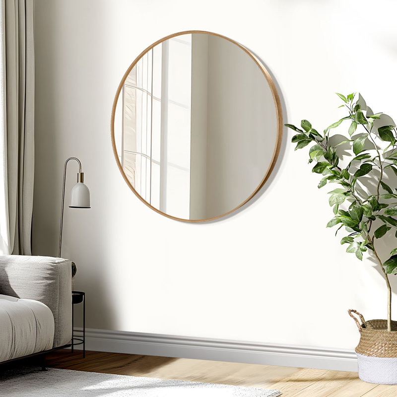 Metal Round Wall Mirrors, Gold, 31" x 31"