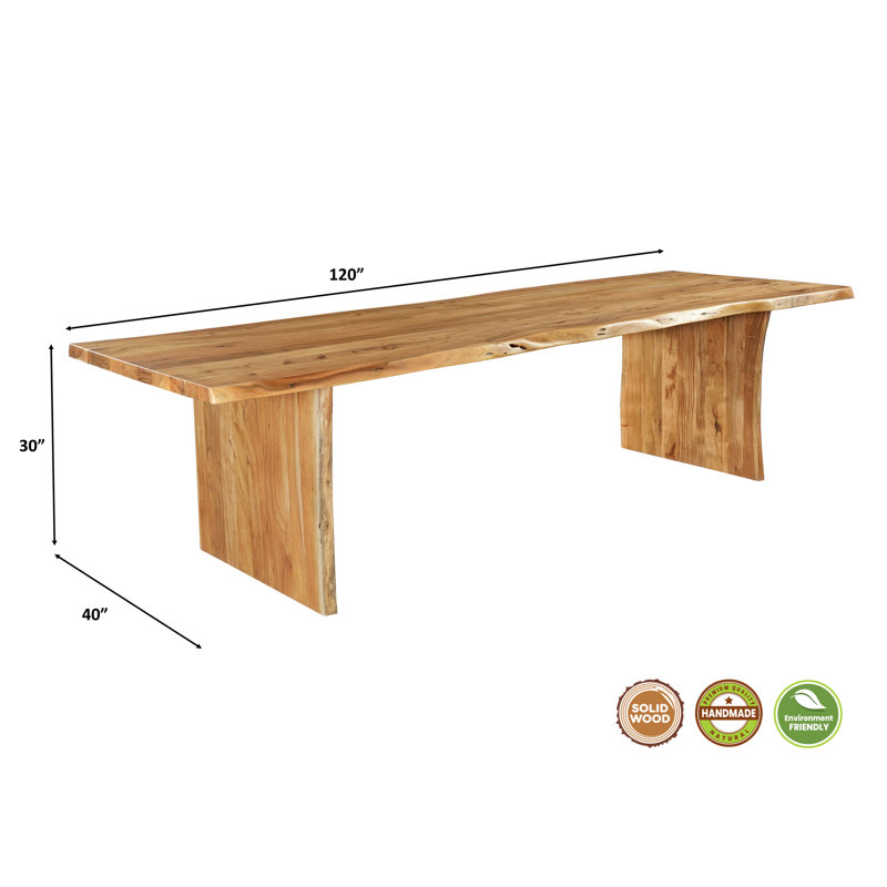 Live Edge Solid Wood Dining Table, 30"H x 120"L x 40"W, Natural