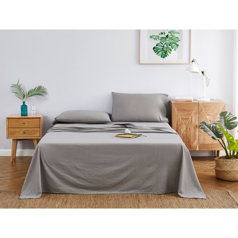 Flannel Sheet Set, Cal.King Sheet Set with 2 Pillowcases, Sky Blue