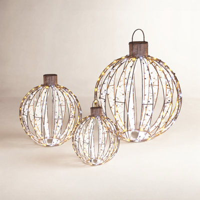 3-Piece LED Hanging Ball Ornament Set