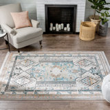 Espinal Oriental Blue/Ivory Area Rug