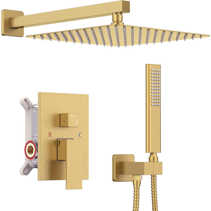 Iriber Modern Shower System With High Pressure Rain Shower Head And Handheld Shower, Concealed Mixer Valve, Pressure Balance Technology For Safety, Easy Installation Included