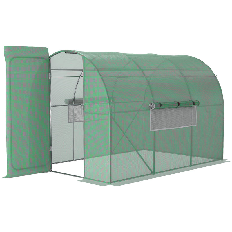 Oaken  Walk-In Greenhouse With Galvanized Steel Frame And Roll-Up Windows