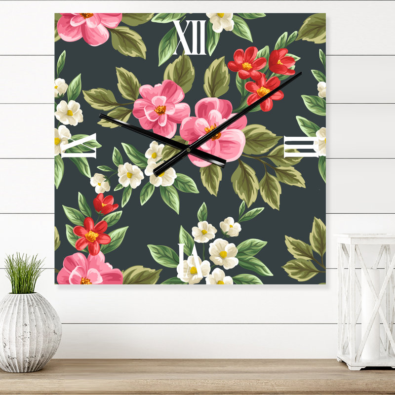 Horloge murale rétro et fleurs sauvages II, Petit