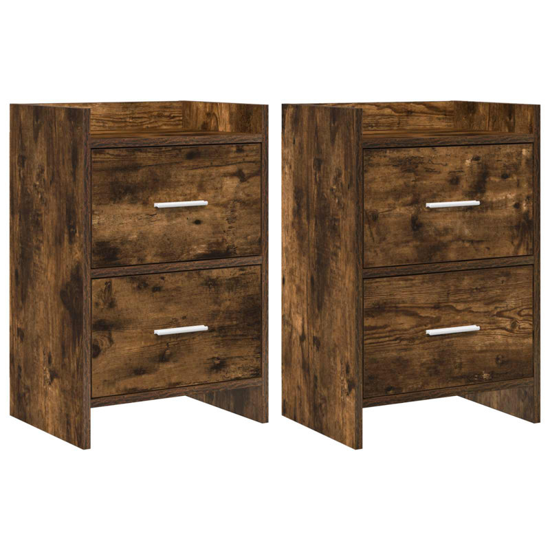 40 cm W Bedside Table, Smoked Oak