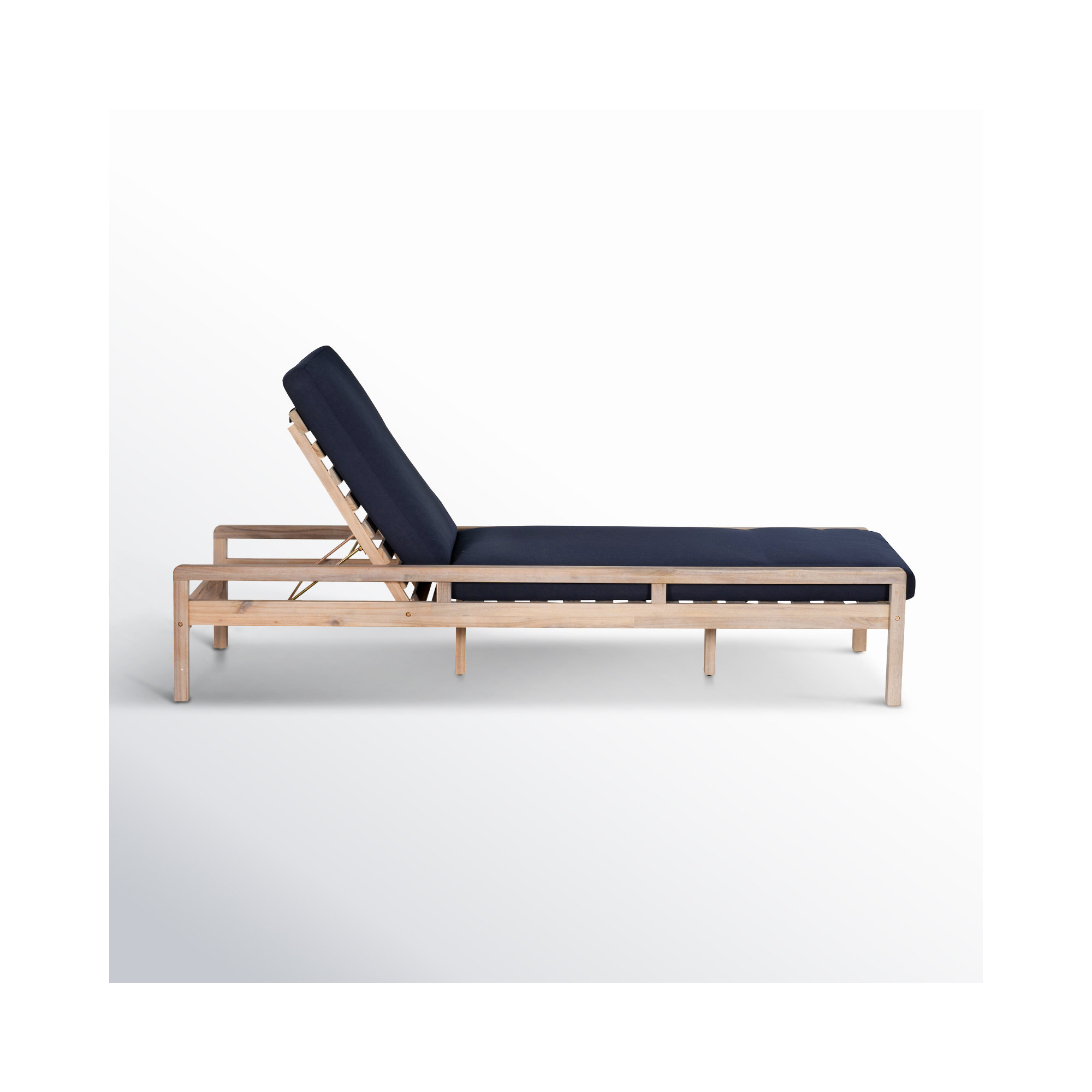 Amina 26.75'' Outdoor Acacia Chaise Lounge, Navy