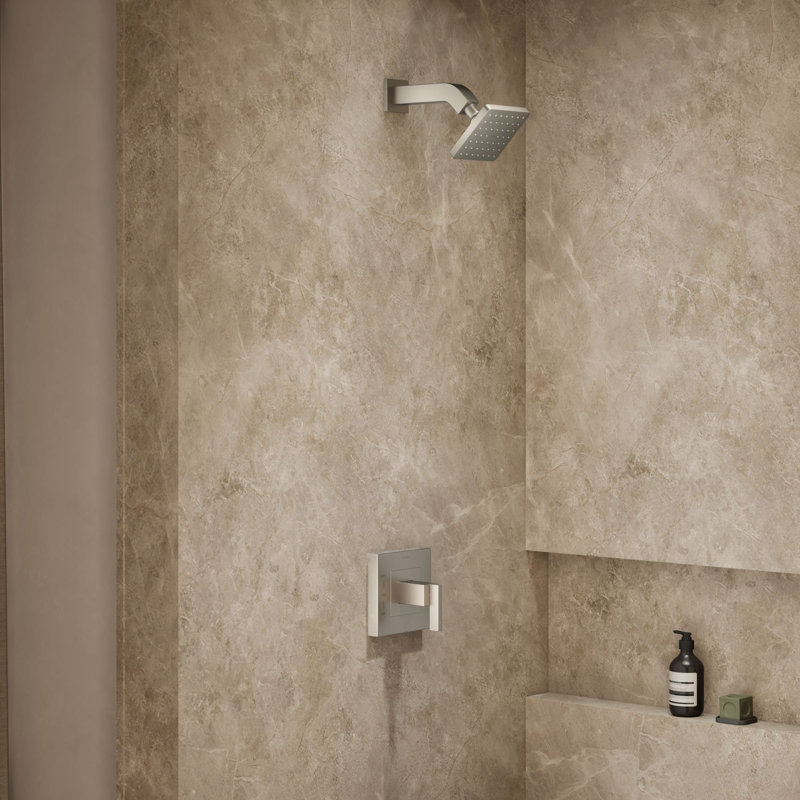 Garniture de valve de douche avec poignée levier Loure® Rite-Temp, sans pomme de douche, Nickel brossé éclatant
