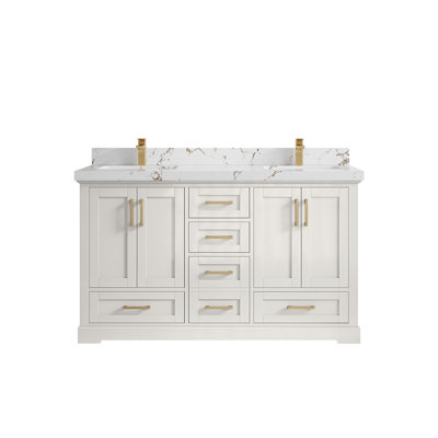 Boston 60 po X P 22 po Meuble-lavabo double en albâtre