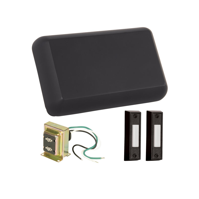 Flat Black Door Chime Kit with Lighted Buttons