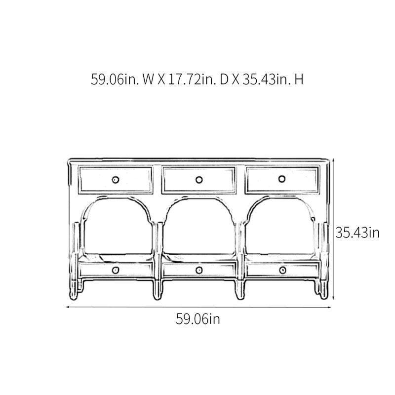 Console Retro Retro, H 35,43 po x l 59,06 po x P 17,72 po