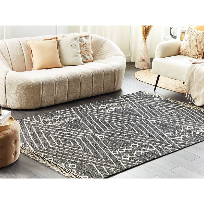 Gordo Geometric Cotton Hand Woven Area Rug, Rectangle 140 x 200cm