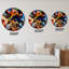 Bleu, orange, jaune et dynamique sur fond noir - horloge murale moderne-329974420