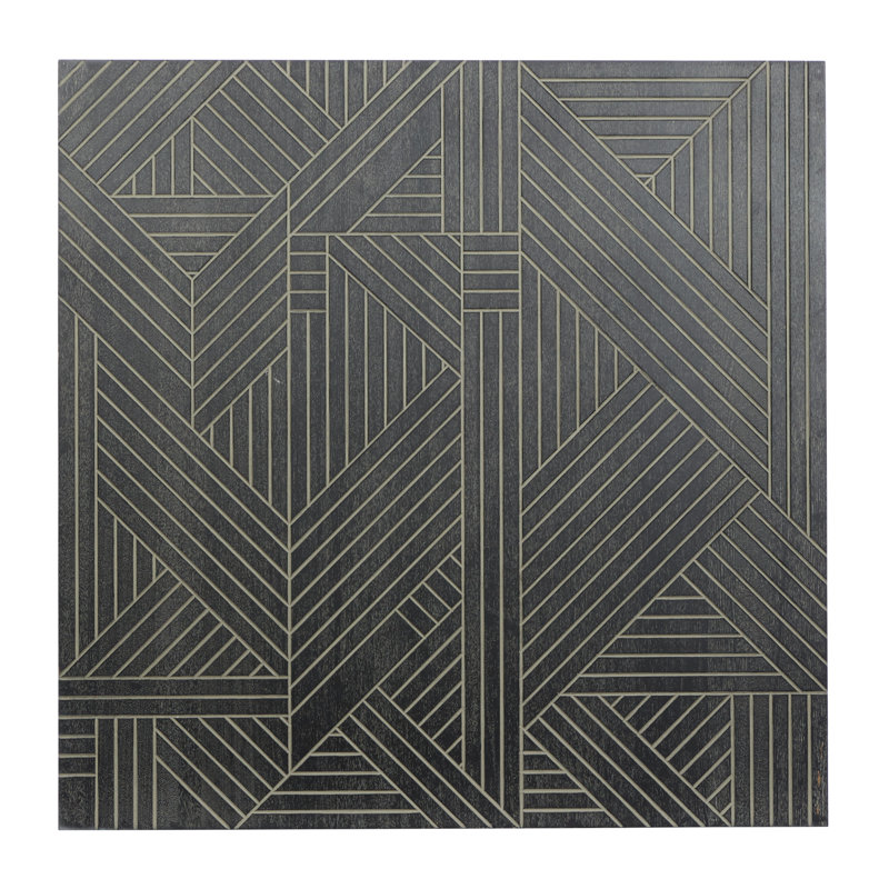 Wood Linear Geometric Black Wall Decor
