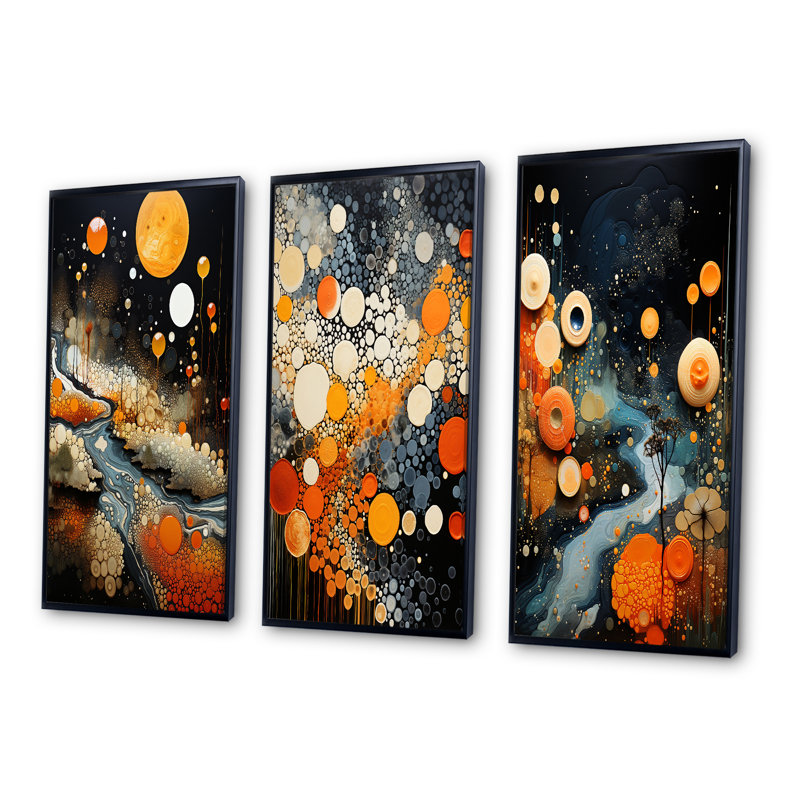 «Geyser Geothermal Wonders Collage», 3 pièces sur toile, Cadre noir, H 20 po x l 36 po