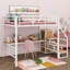  Lit mezzanine double en métal avec bureau Aribella, escalier de rangement et petite armoire-106969733