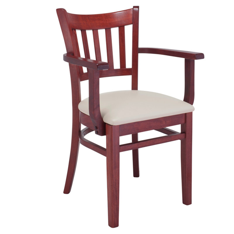 Stahr 18'' H Faux Leather Upholstered Beech Armchair, Mahogany