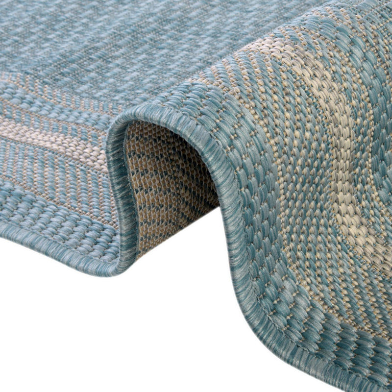 Tapis extérieur d'extérieur couleur turquoise, Rond 10 pi 8 po