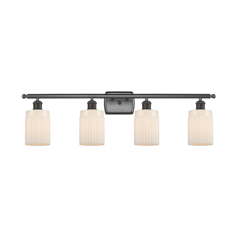 Éclairage pour salle de bain 4 lumières Caplinger, Blanc mat, Ampoule DEL 6 watts Vinage, Bronze huilé