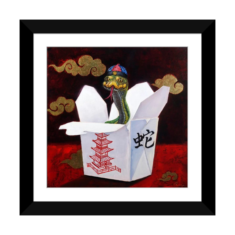 «Takeout with a Twist», reproduction sur toile, H 24 po x l 24 po x P 1 po, Papier d'art encadré noir, Blanc