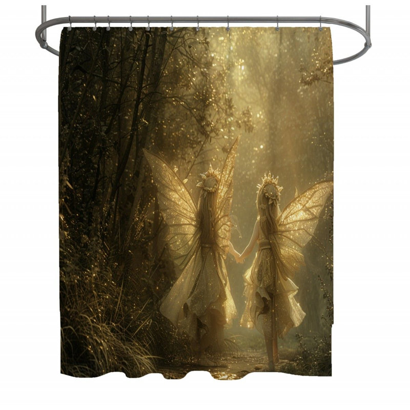 Rideau de douche Fairy Sœurs - Décoration de salle de bain Mythique, H 93 po x l 70 po