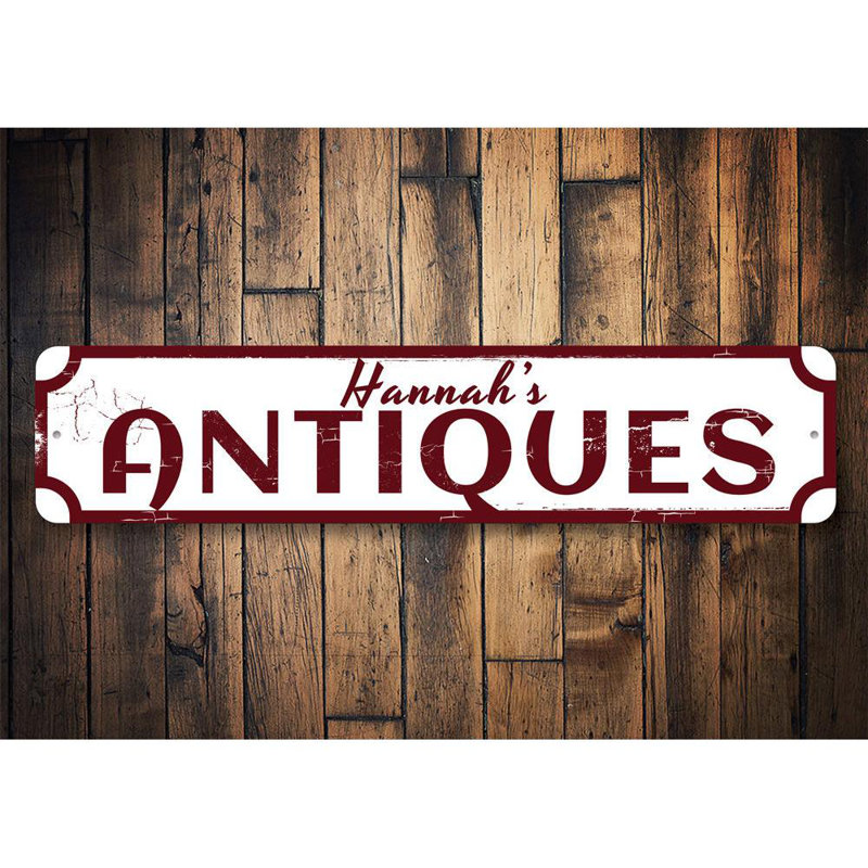 Plaque en aluminium Antiques, H 6 po x l 24 po x P 0,06 po