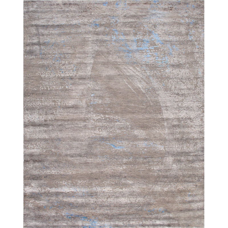 Cosmo Hand Knotted Abstract Area Rug in Brown/Multicolor, Rectangle 8'11" x 12'