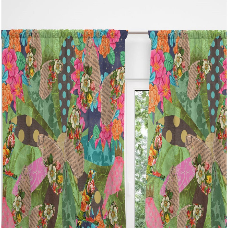 Panneaux de rideaux semi-transparents à motif floral, l 40 po x L 61 po