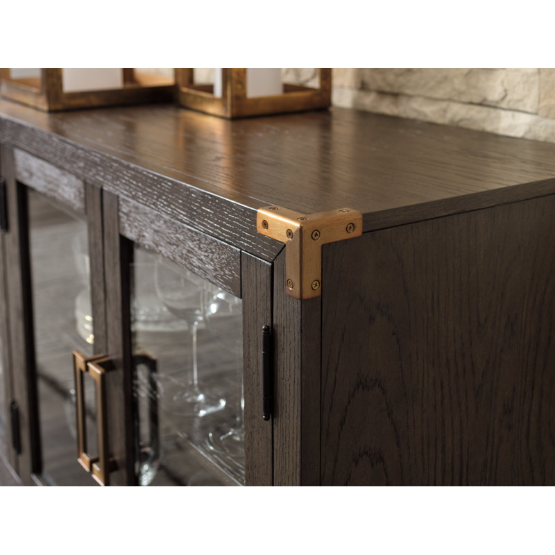 Burkhaus Dark Brown Oak Dining Server with Glass Doors