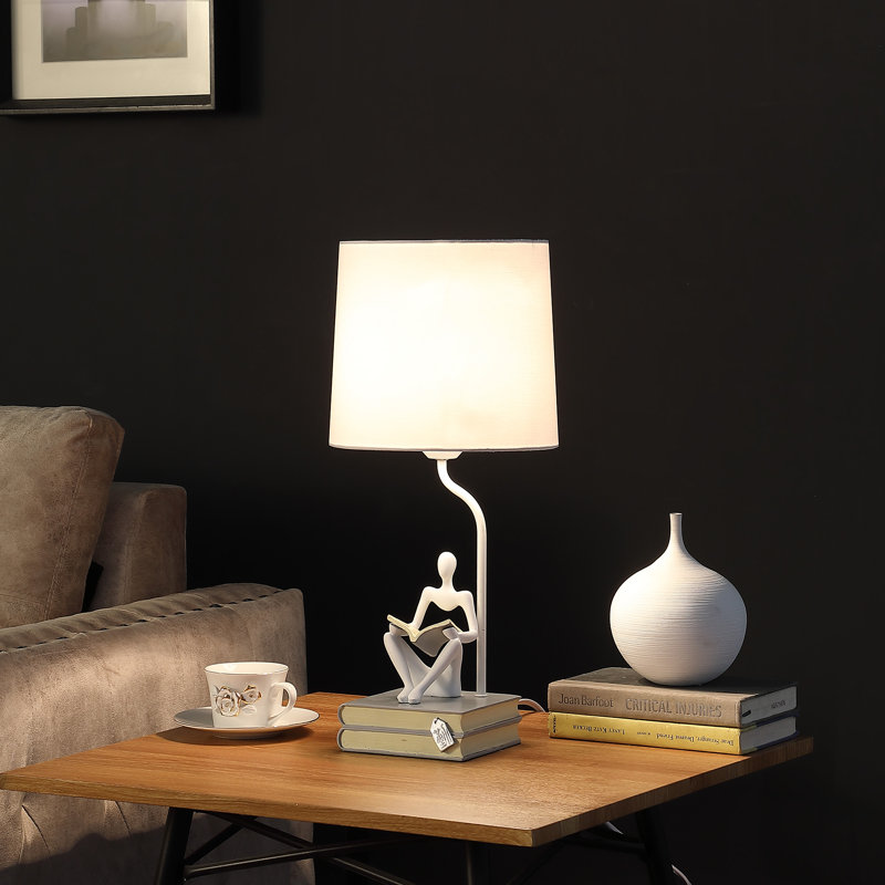 Lampe de table 20,5 po Breighana, Blanc mat, Blanc