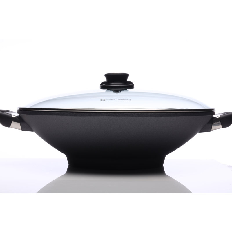 Swiss Diamond 14" Induction Non-Stick Alumimum Wok with Lid
