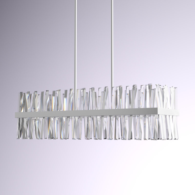 Athol Metal Linear Chandelier with Crystal Accents, 12" H x 42" W x 12" D, Chrome, 24