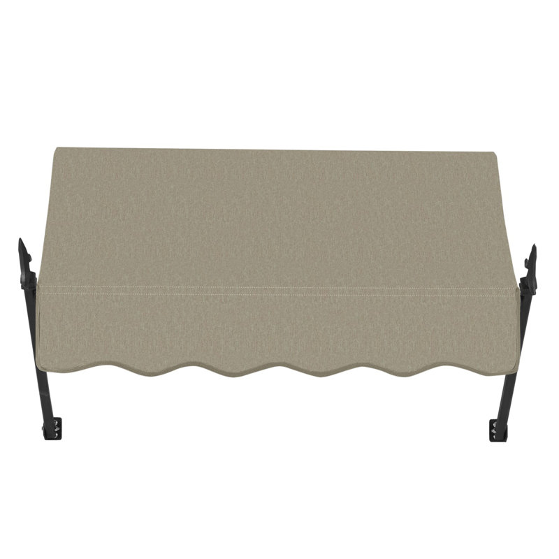 Awntech New Orleans Acrylic Fabric Fixed Awning with Iron Spear Arms, 24" H x 64.5" W x 16" D, Burlap Sack