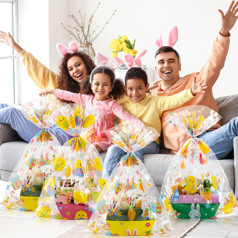 30 grands sacs de paniers-cadeaux de Pâques en cellophane en vrac 19,7 po x 27,6 po