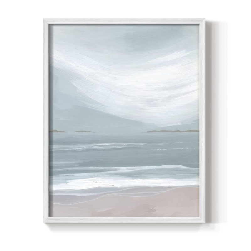 Reproduction encadrée Aqua Soft Shores II - bois massif, H 11 po x l 9 po, Blanc
