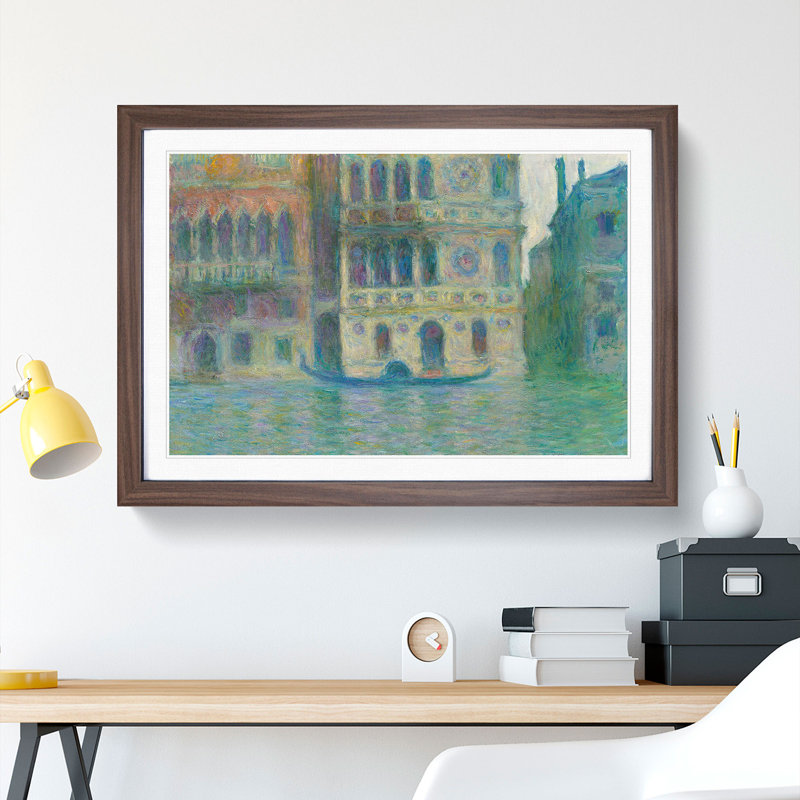 Venice, Palazzo Dario by Claude Monet - Picture Frame Painting, 27cm H x 36cm W x 2cm D, Walnut Framed