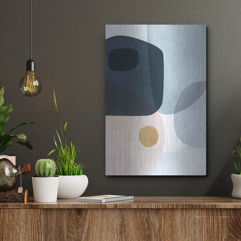 «Gold Monde I» par Grace Popp, verre d'art mural en métal, H 16 po x l 12 po