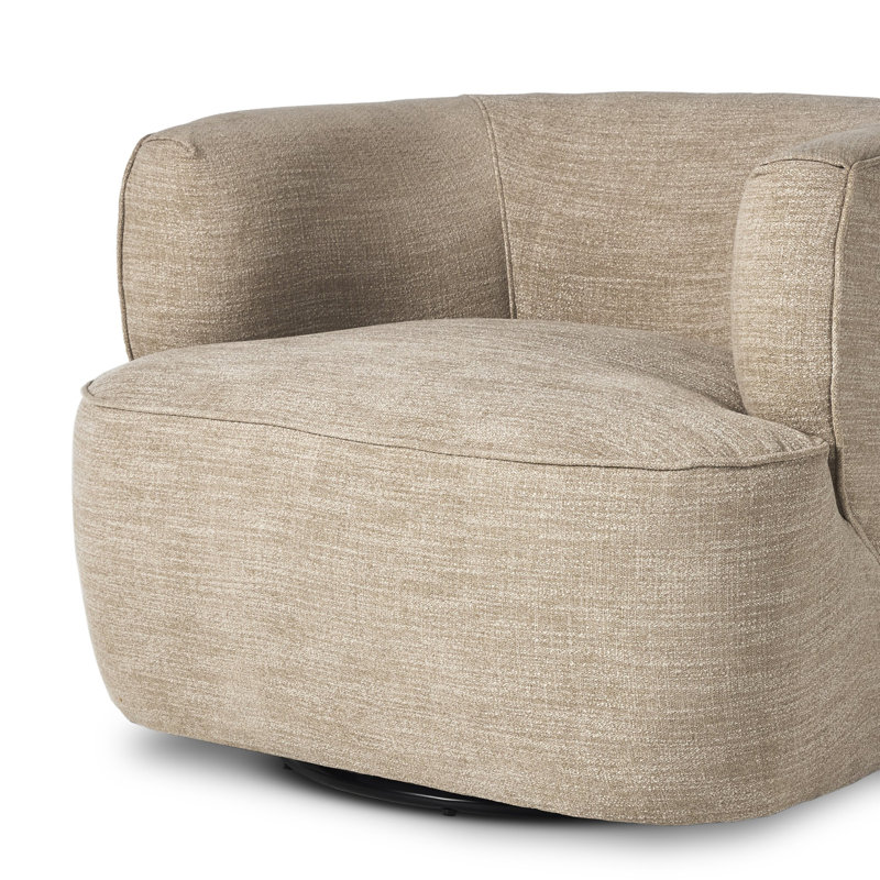 Mila Swivel Barrel Chair, Laken Stone Performance Textured Weave