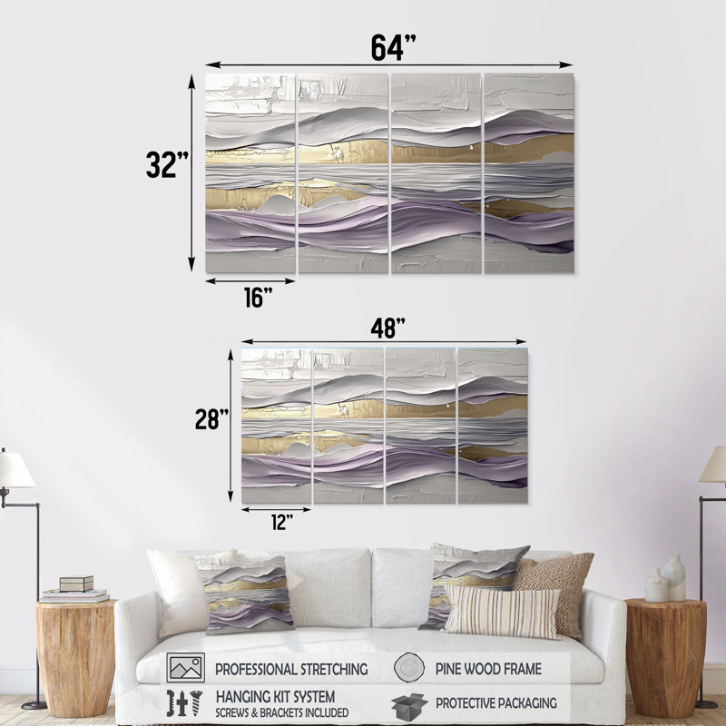 Gardner - Art mural transitionnel - ensemble de décorations murales modernes, 4, H 28 po x l 48 po