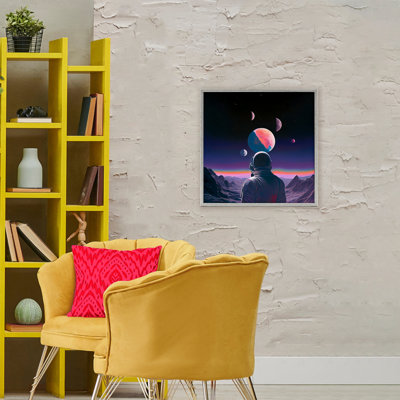 Astronaut & Purple Toned Terrain Framed Giclee, design by Sasha