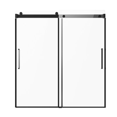 Porte de baignoire coulissante sans cadre l 56-60 po x H 60 po Porte de douche en verre sans cadre