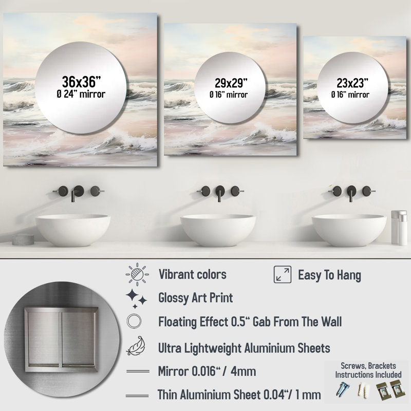 Rainald - Miroir mural décoratif nautique et plage pour chambre à coucher, 29" x 29"