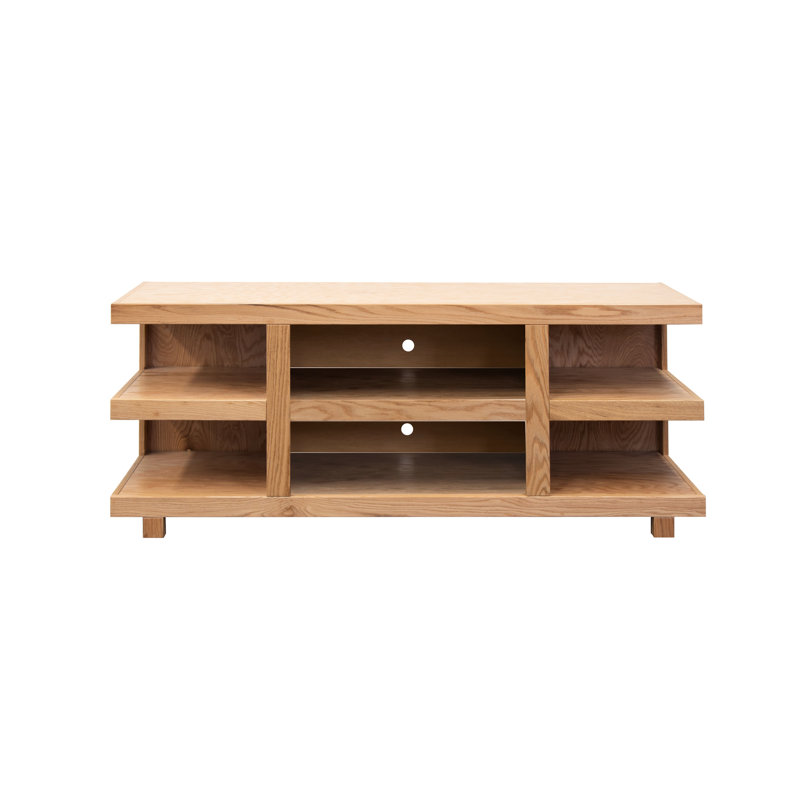 Meuble télé 70 po, support en chêne massif et placages, support 64 assemblages avec ton naturel, pour téléviseur jusqu'à pouces