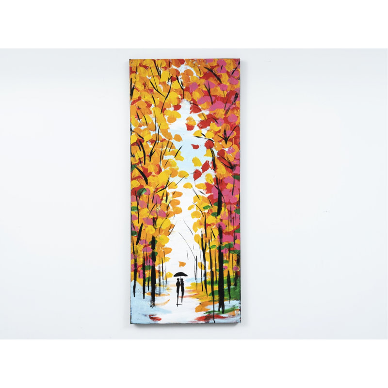 Spring Theme 47'' X 19'' Orange Hand-Painted Wall Canvas Art Oversized - Joy