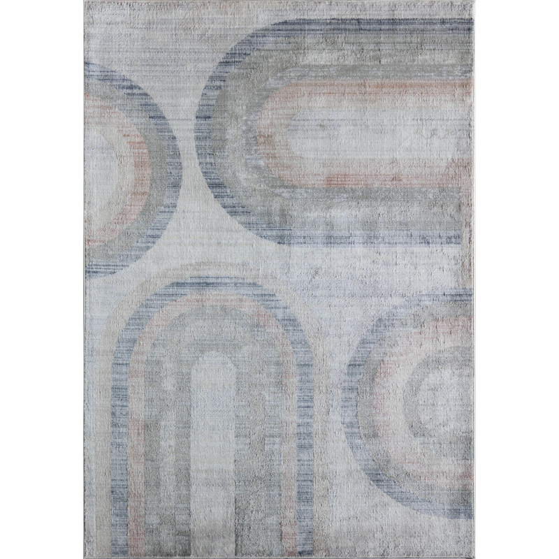 Tapis rétro en étain clair Juliette, Rectangle 2 pi 6 po x 4 pi