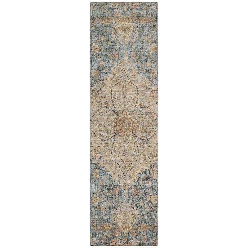 Machine Washable Indoor/Outdoor Colman ACN2136 Global Rug, Runner 2'3" x 7'6"