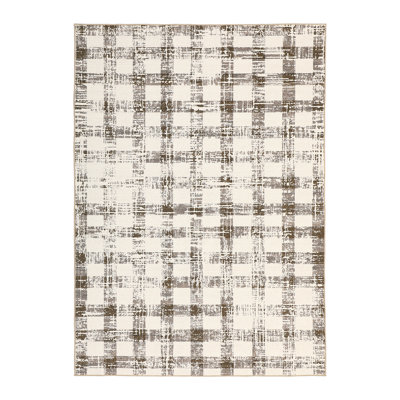 8x10 Checkered Area Rug Washable Modern Geometric Rug Non Slip Carpet for Bedroom Living Room Dining Room Beige