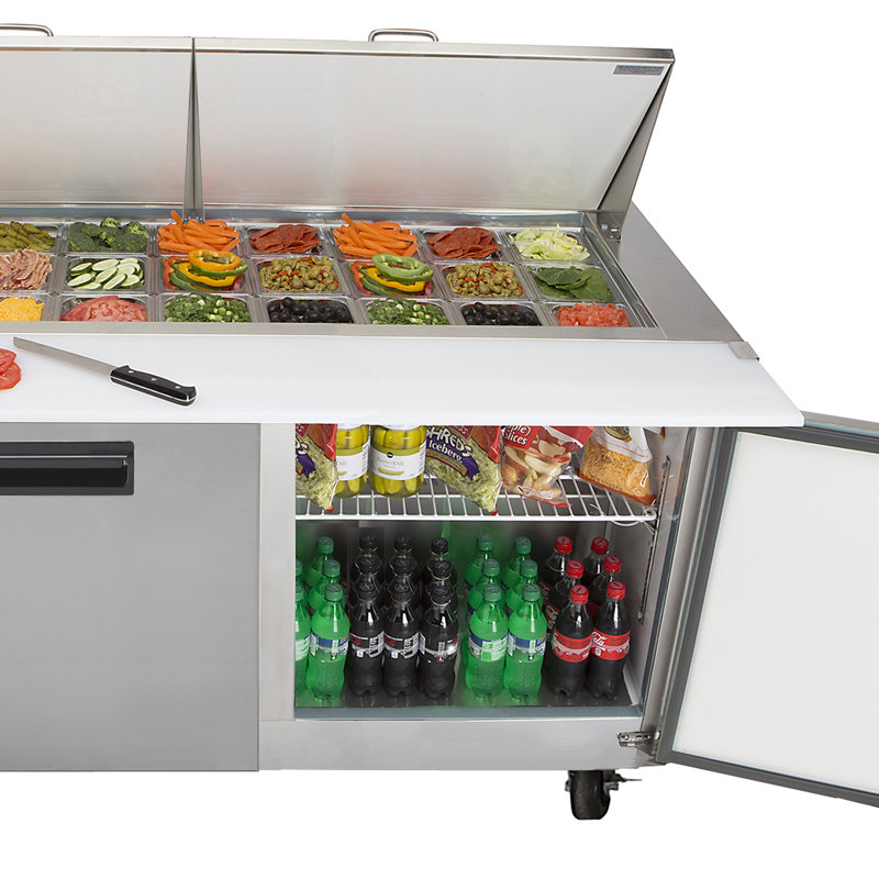 Stainless Steel 18 Cu Ft 3-Door Commercial Prep Refrigerator